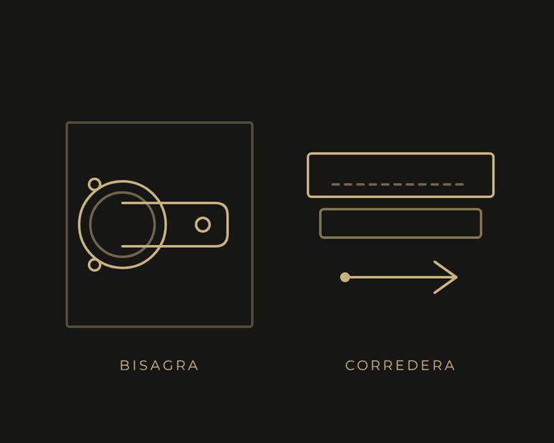 Dibujo de una bisagra y una corredera
